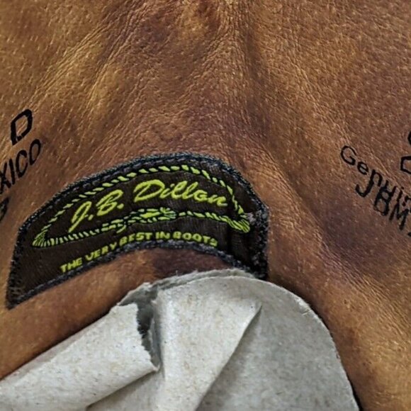 JB Dillon Embroidered Western Boots, Distressed Goat Leather Boots, Size 8D - Picture 10 of 12